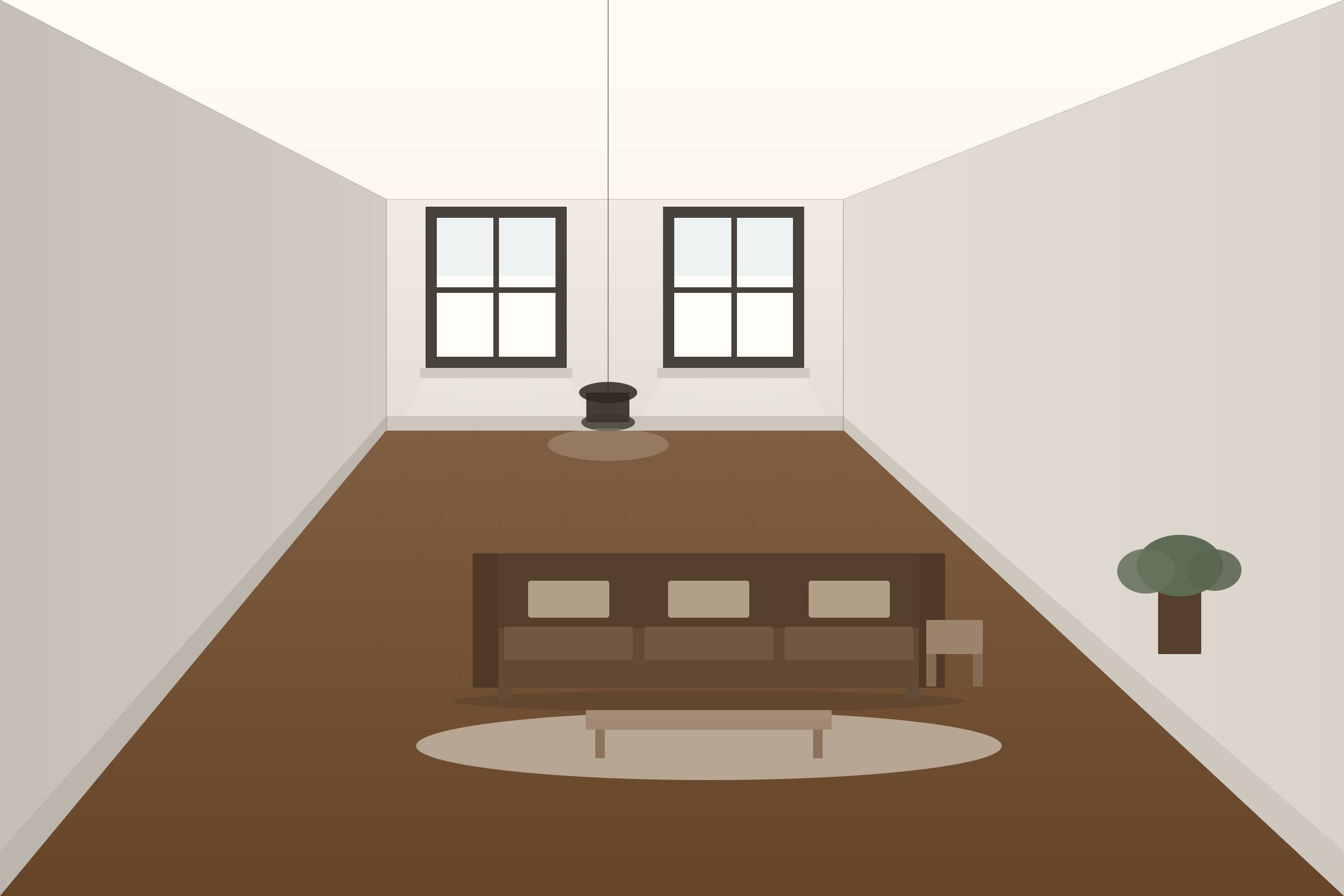 The room at evening service with the bar end of the counter lit and the morning end closed