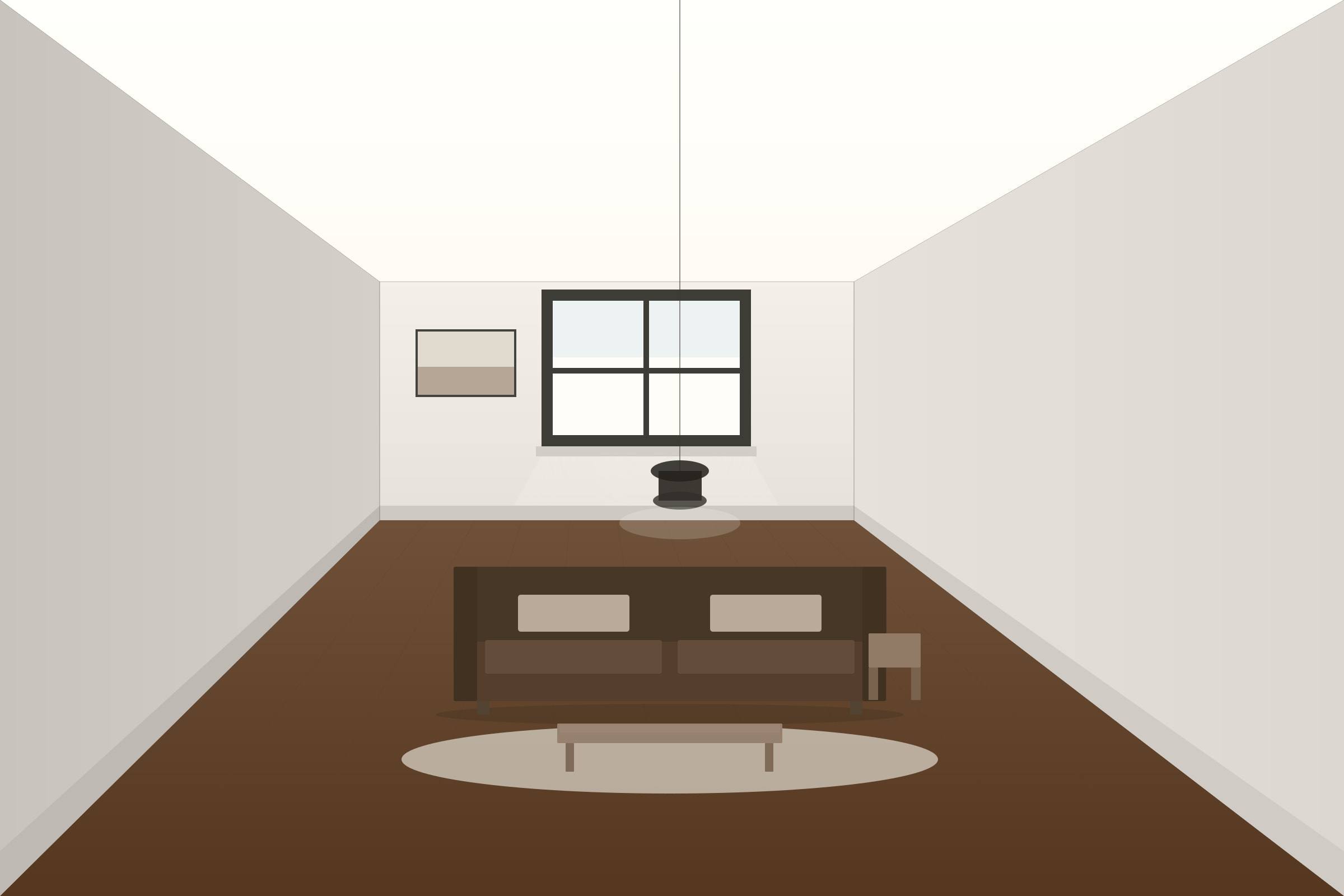 The same corridor with all storage absorbed into a flush wall and a clear 1.1 metre route