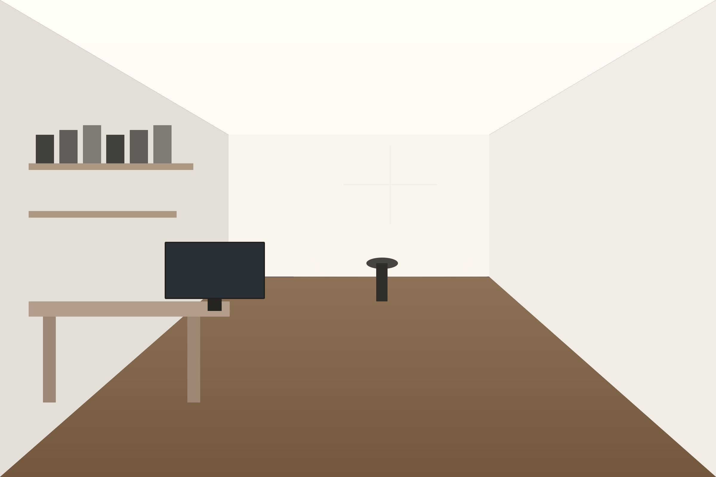 The studio drawing table with joinery sections, stone samples and veneer offcuts laid out under north light
